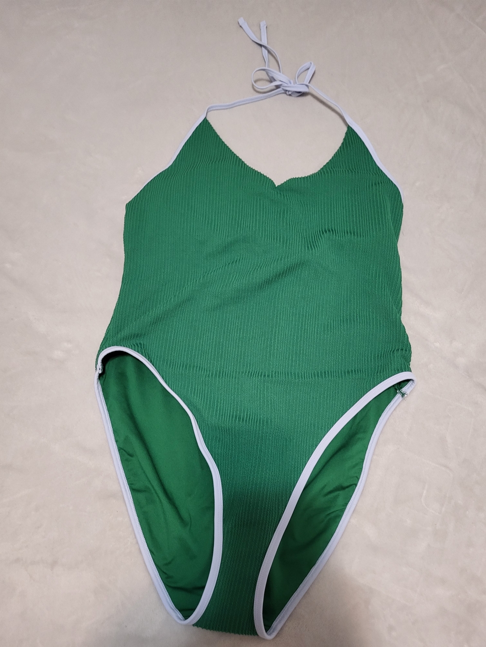 NWT Old Navy Ribbed V-Neck Halter One-Piece Swimsuit - Emerald Green - XL